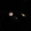 Blick auf das Sonnensystem &ndash; Planeten nicht ma&szlig;stabsgetreu